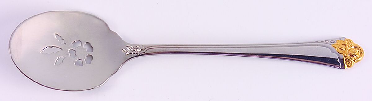 Fantasy Rose (Gold Accent) Large Solid Jelly Server by Oneida Silver-1