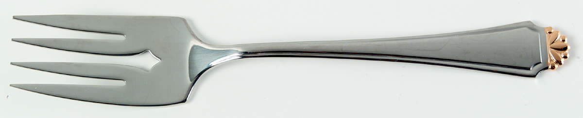 Golden Henley-Group I (Stainless, Gold Accent) Medium Solid Cold Meat Serving Fork by Oneida Silver-1