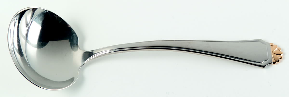 Golden Henley-Group I (Stainless, Gold Accent) Solid Gravy Ladle by Oneida Silver-1