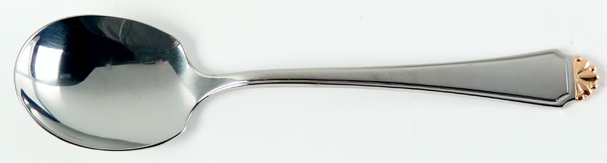 Golden Henley-Group I (Stainless, Gold Accent) Sugar Spoon by Oneida Silver-1