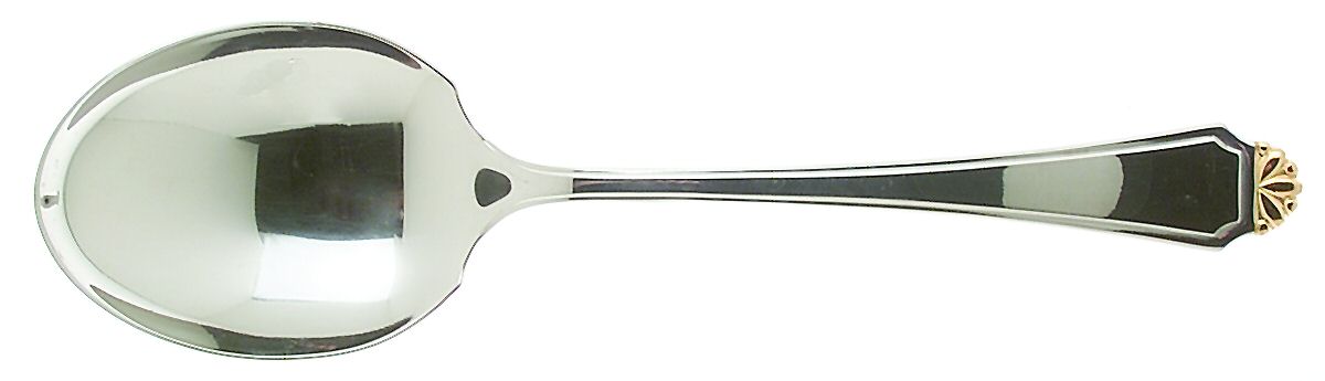 Golden Henley-Group I (Stainless, Gold Accent) Solid Smooth Casserole Spoon by Oneida Silver-1