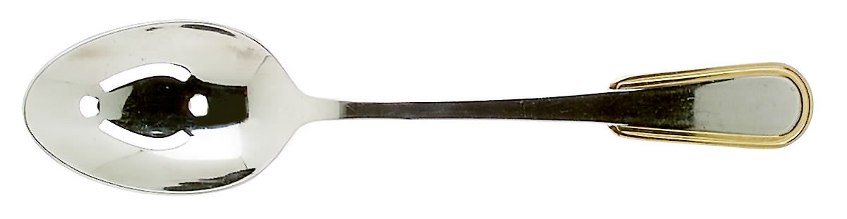 Golden Ionia (Stainless, Gold Accent) Pierced Tablespoon (Serving Spoon) by Oneida Silver-1
