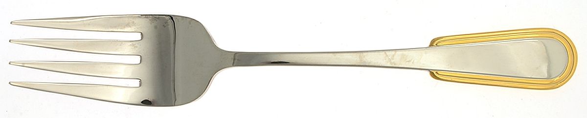 Golden Ionia (Stainless, Gold Accent) Medium Solid Cold Meat Serving Fork by Oneida Silver-1
