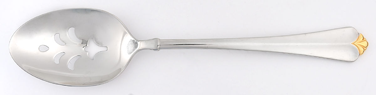 Golden Juilliard (Stainless, Gold Accent) Pierced Tablespoon (Serving Spoon) by Oneida Silver-1