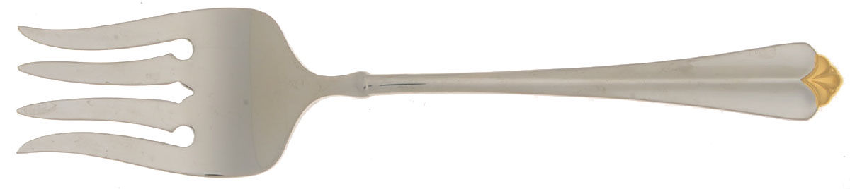 Golden Juilliard (Stainless, Gold Accent) Medium Solid Cold Meat Serving Fork by Oneida Silver-1