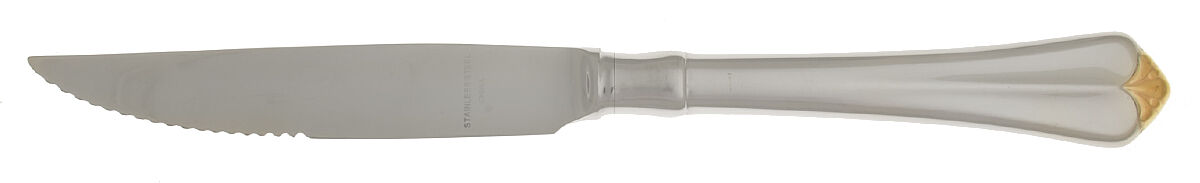 Golden Juilliard (Stainless, Gold Accent) Steak Knife Individual Hollow, Serrate HC by Oneida Silver-1