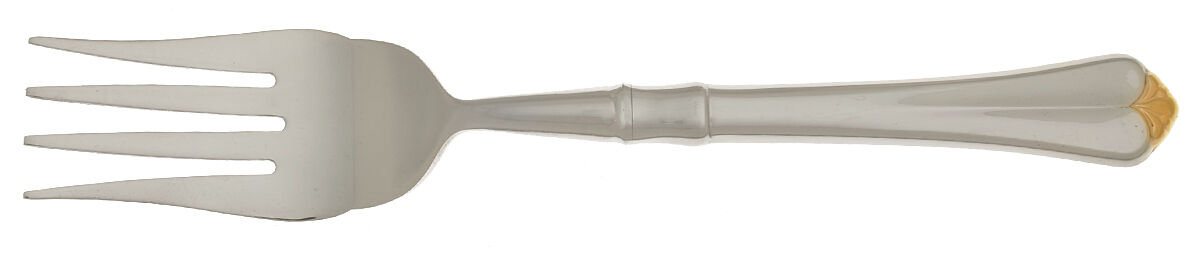Golden Juilliard (Stainless, Gold Accent) Cold Meat Fork Large, Stainless Tines HC by Oneida Silver-1