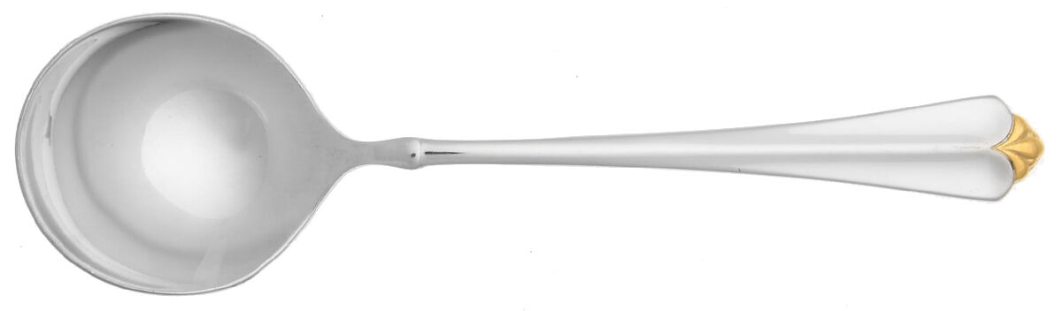 Golden Juilliard (Stainless, Gold Accent) Round Bowl Soup Spoon (Cream Soup) by Oneida Silver-1