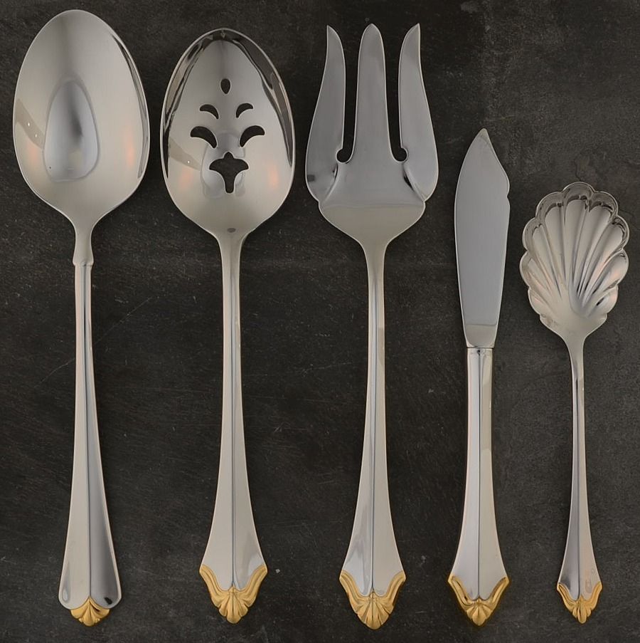 Golden Kenwood-Group I (Stainless-Gold) 5 Piece Hostess Set by Oneida Silver-1