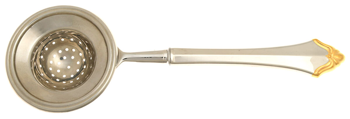 Golden Kenwood-Group I (Stainless-Gold) Tea Strainer Overcup Serving-Stainless Bowl HC by Oneida Silver-1