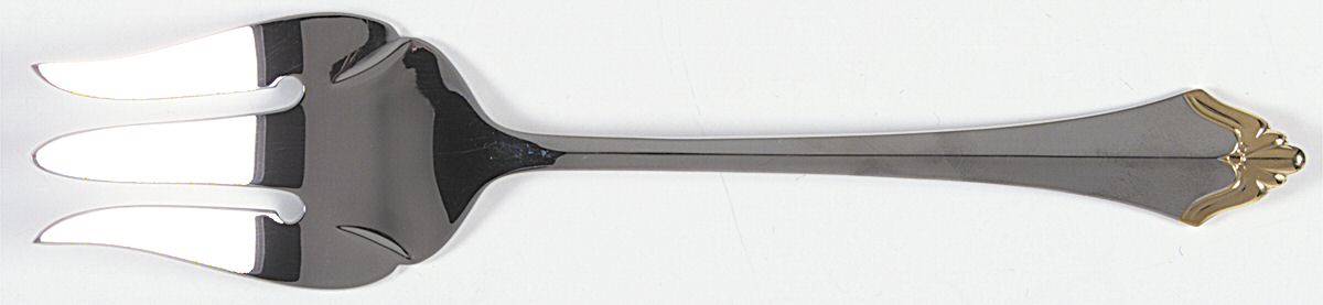 Golden Kenwood-Group I (Stainless-Gold) Medium Solid Cold Meat Serving Fork by Oneida Silver-1