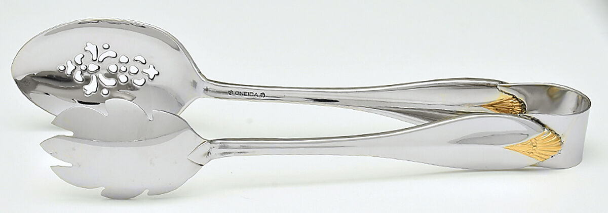 Golden Kingswood (Stainless, Gold Accent) Ice Serving Tongs Large HC by Oneida Silver-1