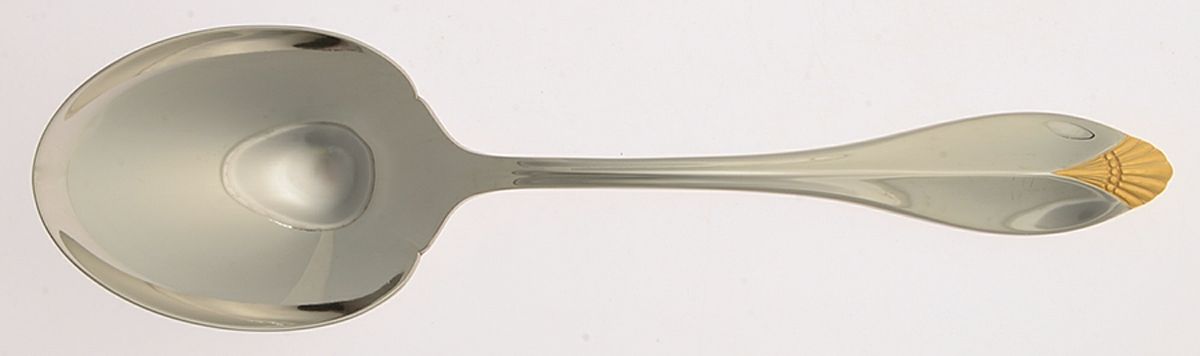Golden Kingswood (Stainless, Gold Accent) Solid Smooth Casserole Spoon by Oneida Silver-1