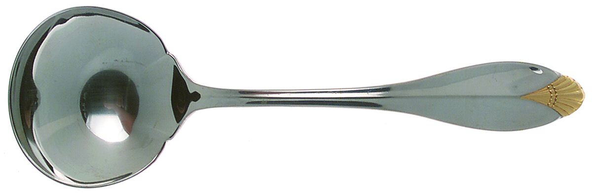 Golden Kingswood (Stainless, Gold Accent) Solid Gravy Ladle by Oneida Silver-1