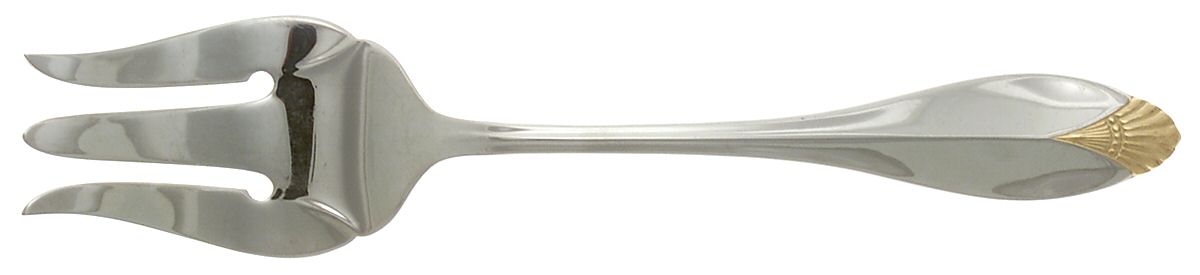Golden Kingswood (Stainless, Gold Accent) Medium Solid Cold Meat Serving Fork by Oneida Silver-1