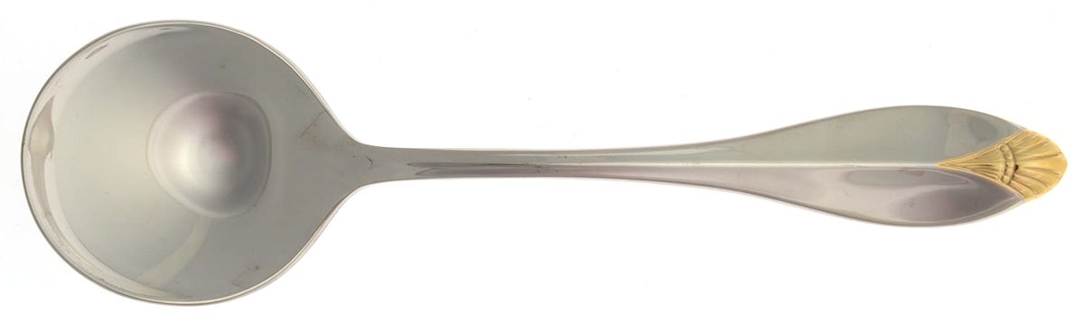 Golden Kingswood (Stainless, Gold Accent) Round Bowl Soup Spoon (Cream Soup) by Oneida Silver-1