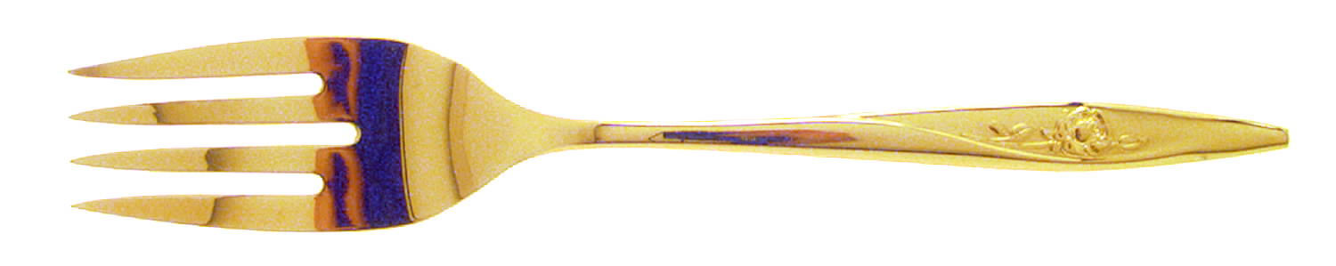 Golden Lasting Rose (Gold Electroplate) Medium Solid Cold Meat Serving Fork by Oneida Silver-1