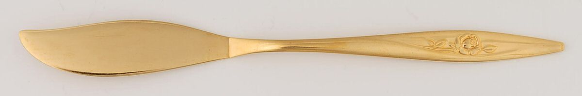 Golden Lasting Rose (Gold Electroplate) Flat Handle Master Butter Knife by Oneida Silver-1