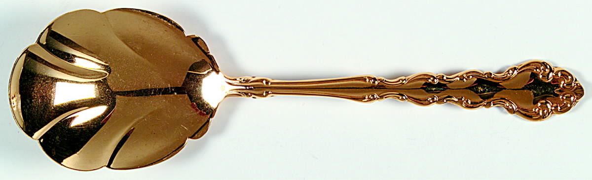 Golden Modern Baroque (Gold Electroplated) Solid Shell Casserole Spoon by Oneida Silver-1