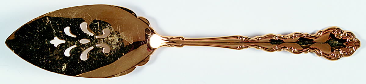 Golden Modern Baroque (Gold Electroplated) Solid Pierced Pie Server by Oneida Silver-1