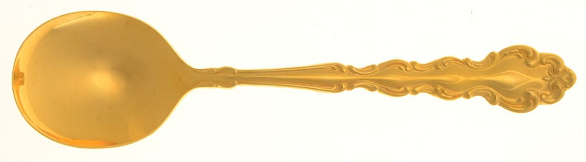 Golden Modern Baroque (Gold Electroplated) Round Bowl Soup Spoon (Gumbo) by Oneida Silver-1