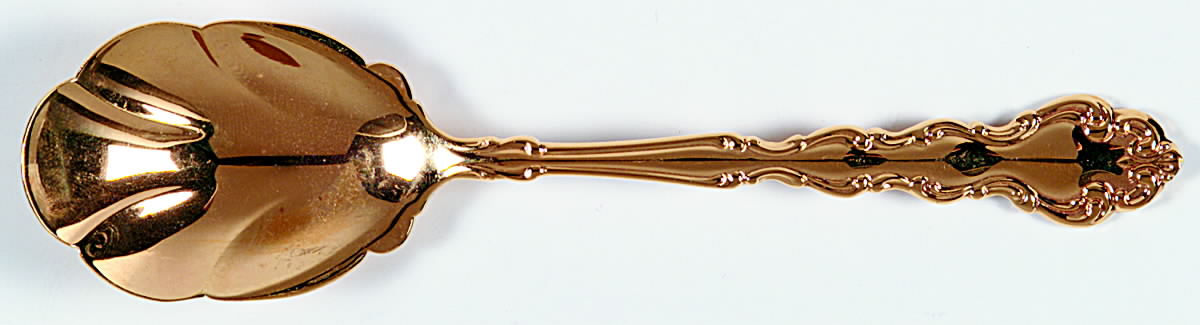 Golden Modern Baroque (Gold Electroplated) Sugar Shell Spoon by Oneida Silver-1