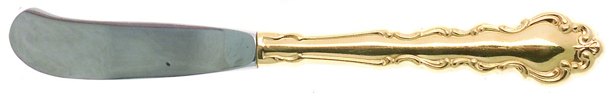 Golden Modern Baroque (Gold Electroplated) Butter Spreader Hollow Hdl-Paddle/Stainless Blade by Oneida Silver-1