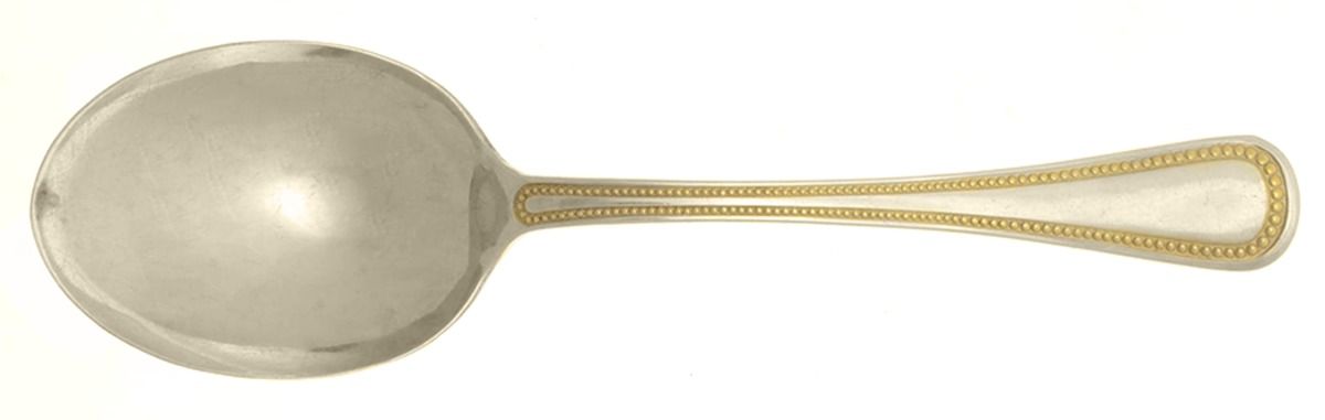 Golden Patrician (Silverplate, Gold Accent) Solid Smooth Casserole Spoon by Oneida Silver-1