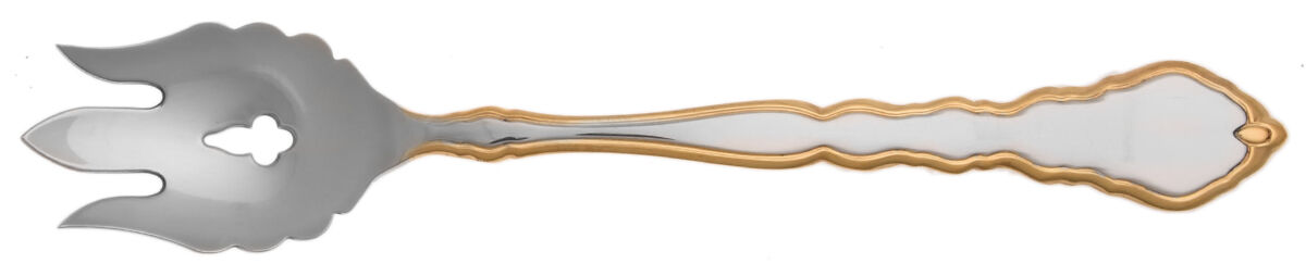Golden Royal Chippendale (Stainless, 1987) Vegetable Serving Fork Solid  HC by Oneida Silver-1