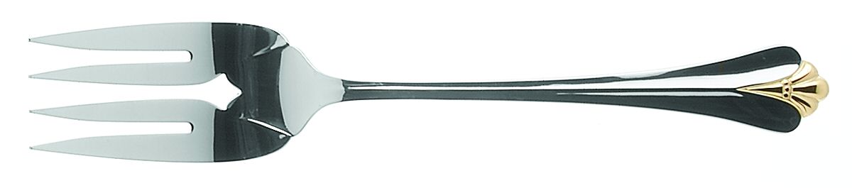 Golden Royal Flute (Stainless, Gold Accent) Medium Solid Cold Meat Serving Fork by Oneida Silver-1