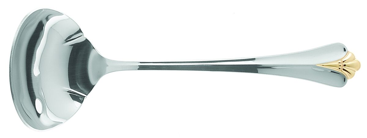 Golden Royal Flute (Stainless, Gold Accent) Solid Gravy Ladle by Oneida Silver-1