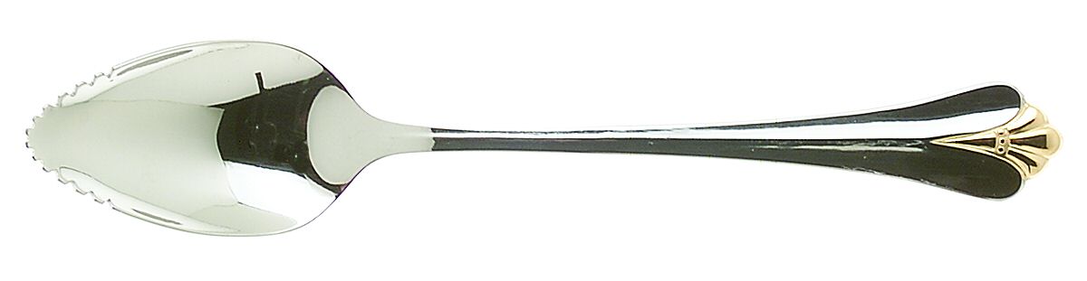 Golden Royal Flute (Stainless, Gold Accent) Fruit/Orange Spoon by Oneida Silver-1