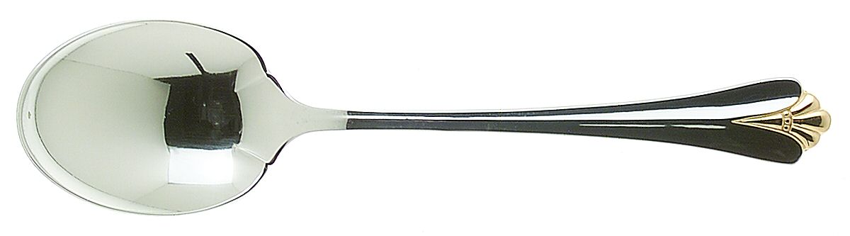 Golden Royal Flute (Stainless, Gold Accent) Sugar Spoon by Oneida Silver-1