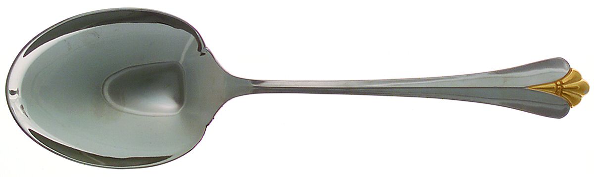 Golden Royal Flute (Stainless, Gold Accent) Solid Smooth Casserole Spoon by Oneida Silver-1