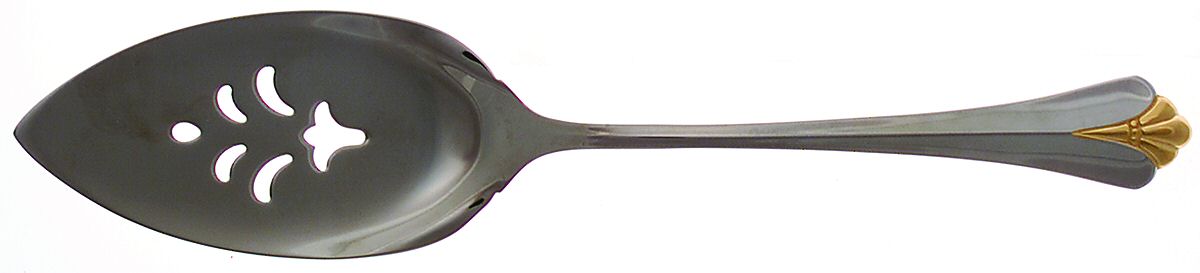 Golden Royal Flute (Stainless, Gold Accent) Pierced All Stainless Pie Server by Oneida Silver-1