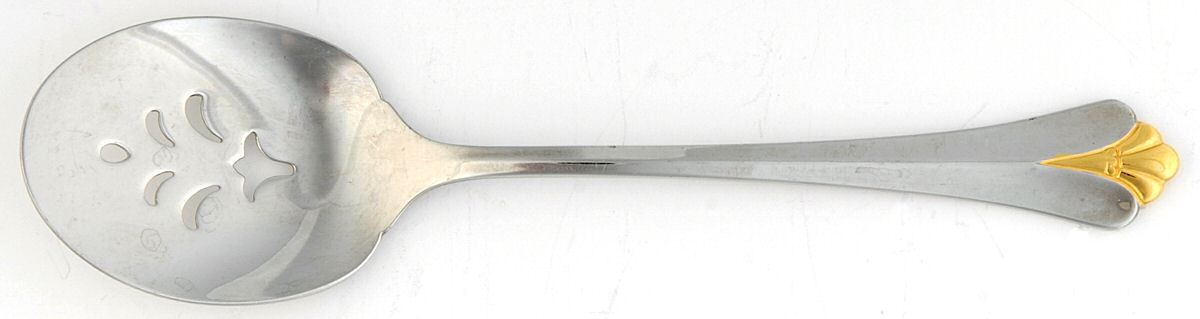 Golden Royal Flute (Stainless, Gold Accent) Large Solid Jelly Server by Oneida Silver-1
