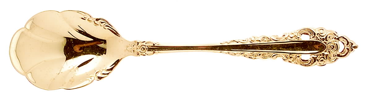 Golden Royal Grandeur (Gold Electroplate, 1975) Sugar Shell Spoon by Oneida Silver-1