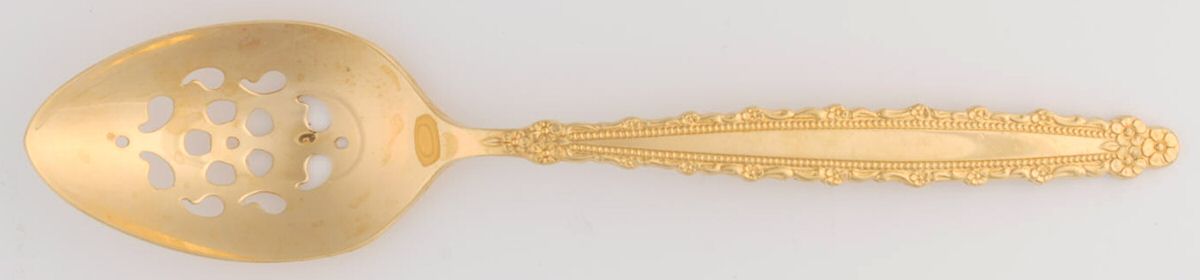 Golden Royal Lace (Gold Electroplate) Pierced Tablespoon (Serving Spoon) by Oneida Silver-1