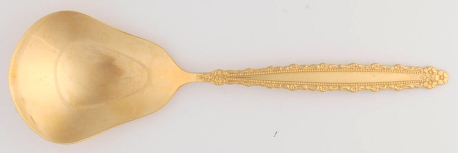 Golden Royal Lace (Gold Electroplate) Solid Smooth Casserole Spoon by Oneida Silver-1
