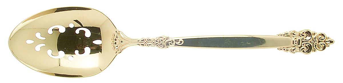 Golden Spanish Crown (Gold Electroplate) Pierced Tablespoon (Serving Spoon) by Oneida Silver-1