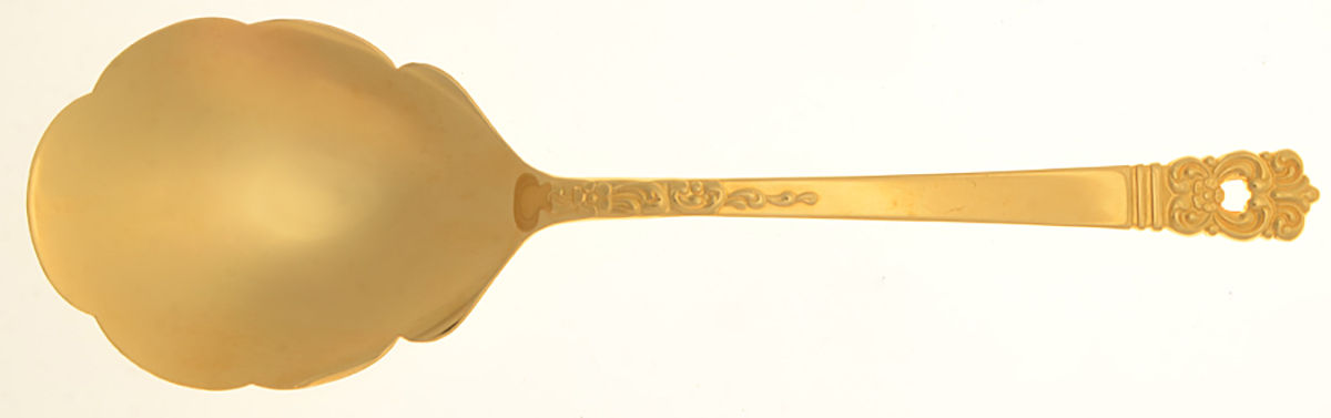 Golden Scandinavia (Gold Electroplate) Solid Smooth Casserole Spoon by Oneida Silver-1