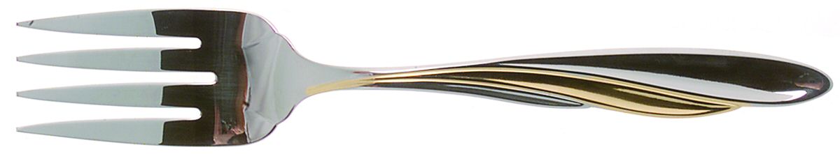 Golden Shoreline (Stainless, Gold Accent) Medium Solid Cold Meat Serving Fork by Oneida Silver-1