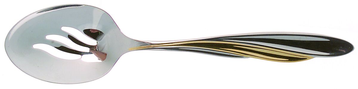 Golden Shoreline (Stainless, Gold Accent) Pierced Tablespoon (Serving Spoon) by Oneida Silver-1