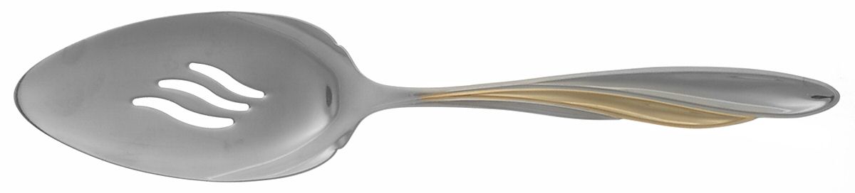 Golden Shoreline (Stainless, Gold Accent) Pierced All Stainless Pie Server by Oneida Silver-1