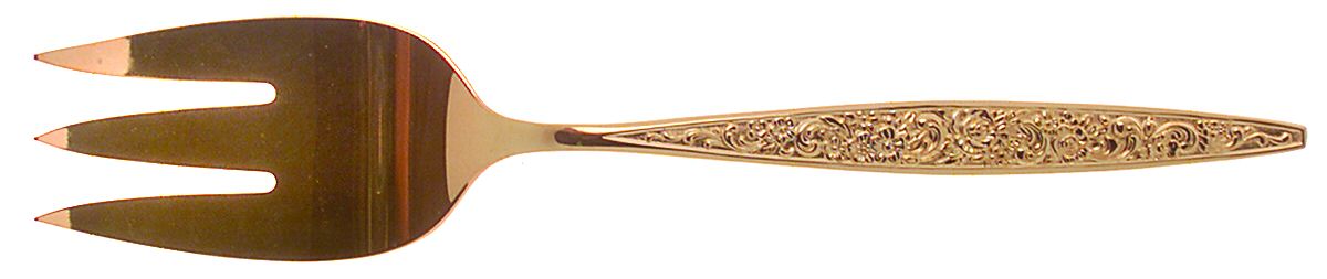 Golden Tangier (Gold Electroplate) Medium Solid Cold Meat Serving Fork by Oneida Silver-1