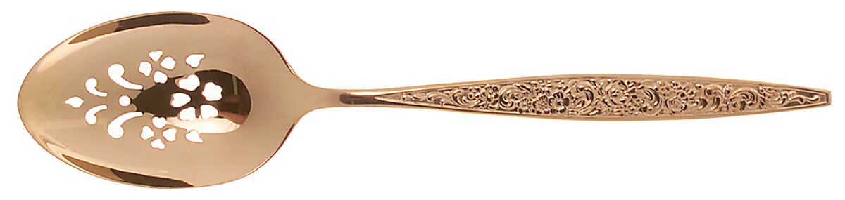 Golden Tangier (Gold Electroplate) Pierced Tablespoon (Serving Spoon) by Oneida Silver-1