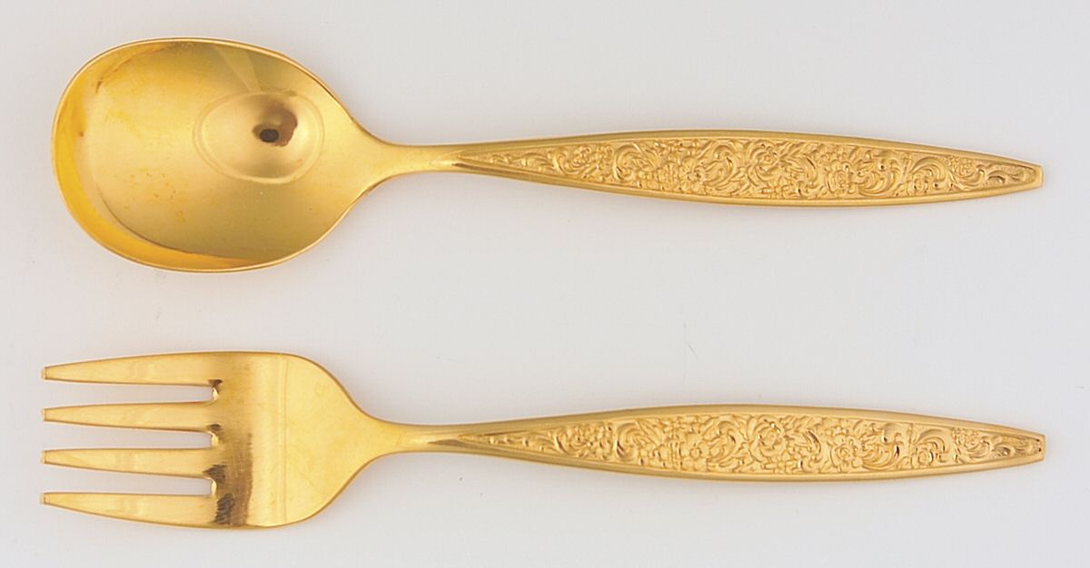 Golden Tangier (Gold Electroplate) 2 Pc Baby Set (BF, BS) by Oneida Silver-1