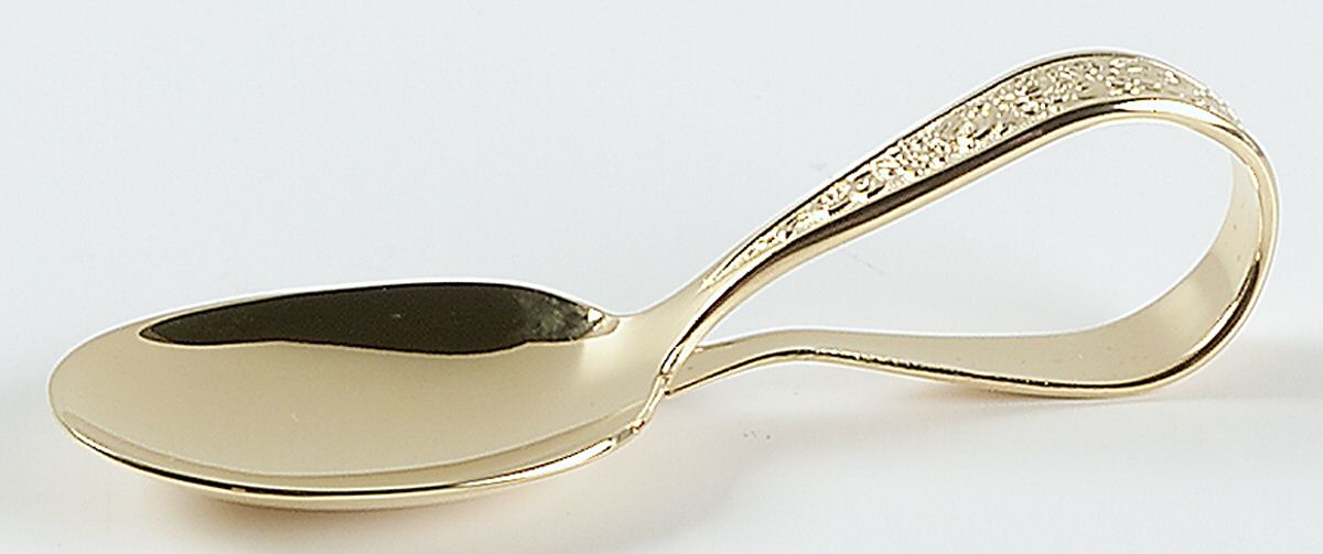 Golden Tangier (Gold Electroplate) Curved Handle Baby Spoon by Oneida Silver-1