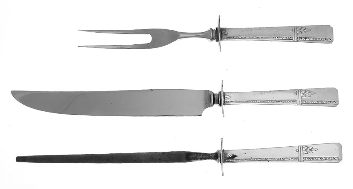 Grenoble (Silverplate, 1938) Small Steak 3-Piece Carving Set with Stainless Blade by Oneida Silver-1