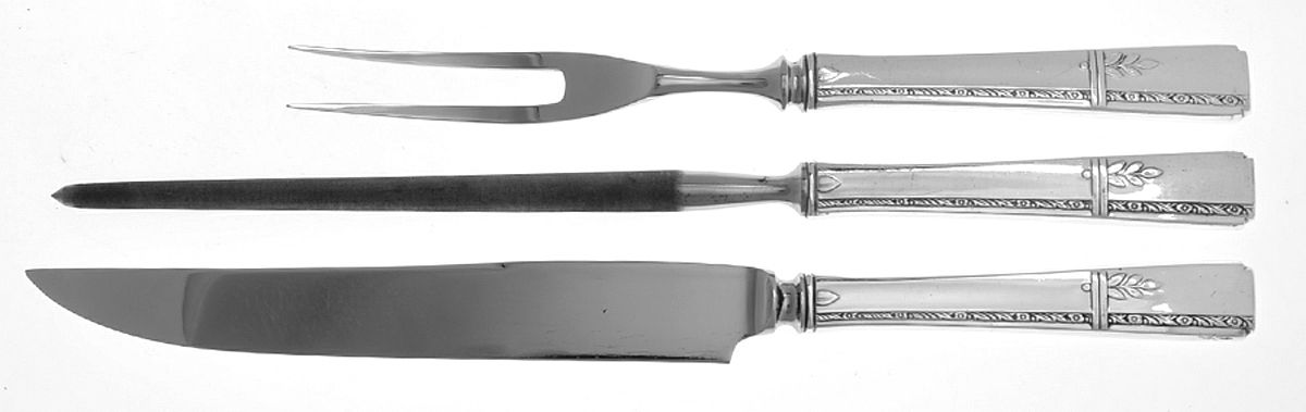 Grenoble (Silverplate, 1938) Small Steak 3-Piece Carving Set w/Stainless Blade by Oneida Silver-1